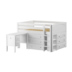 Maxtrix Full Low Loft Bed With Straight Ladder, Storage + Desk -Kids Furniture LARGE21L WP 97b34427 4d9e 4490 815e 20275c0539b0