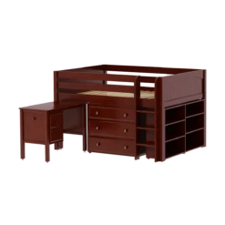 Maxtrix Full Low Loft Bed With Straight Ladder, Storage + Desk -Kids Furniture LARGE23L CP eb2e6f81 28fa 402e b925 72d555ef63e7