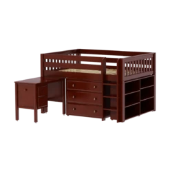 Maxtrix Full Low Loft Bed With Straight Ladder, Storage + Desk -Kids Furniture LARGE23L CS d4c7bffa 2a35 4cda 9ad5 14463ca046dd