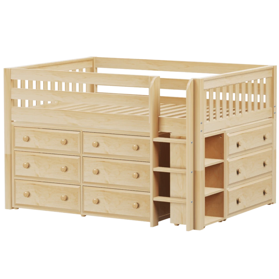 Maxtrix Full Low Loft Bed With Straight Ladder + Storage 3 Maxtrix Full Low Loft Bed With Straight Ladder + Storage