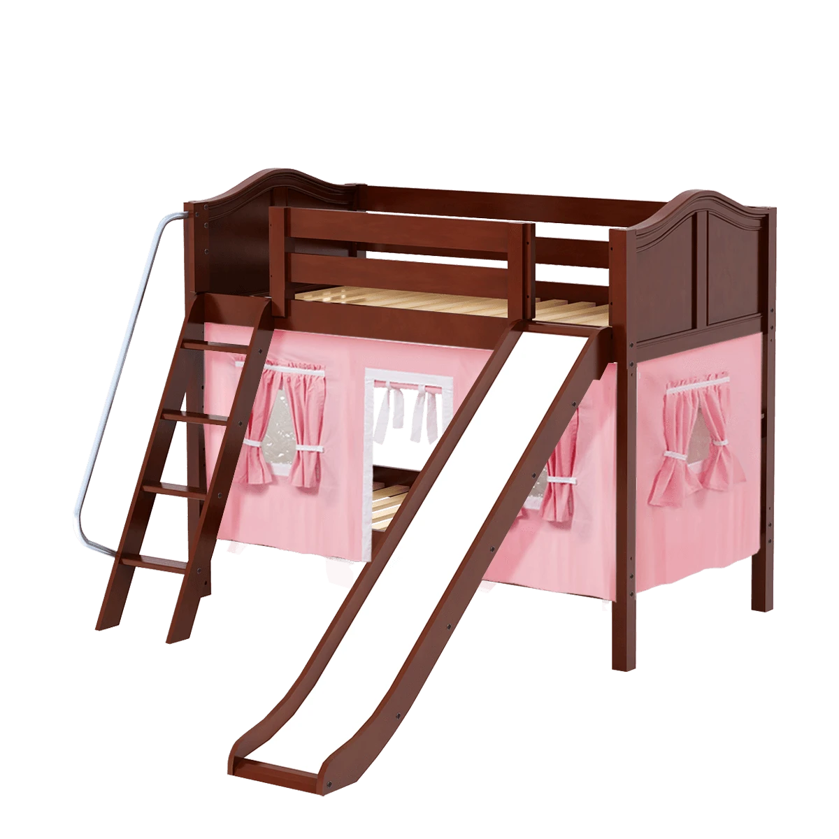 Maxtrix Twin Low Bunk Bed With Angled Ladder, Curtain + Slide 18 Maxtrix Twin Low Bunk Bed With Angled Ladder, Curtain + Slide - Image 16