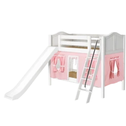 Maxtrix Twin Low Bunk Bed With Angled Ladder, Curtain + Slide 40 Maxtrix Twin Low Bunk Bed With Angled Ladder, Curtain + Slide -Kids Furniture LAUGH23 WC LEFT