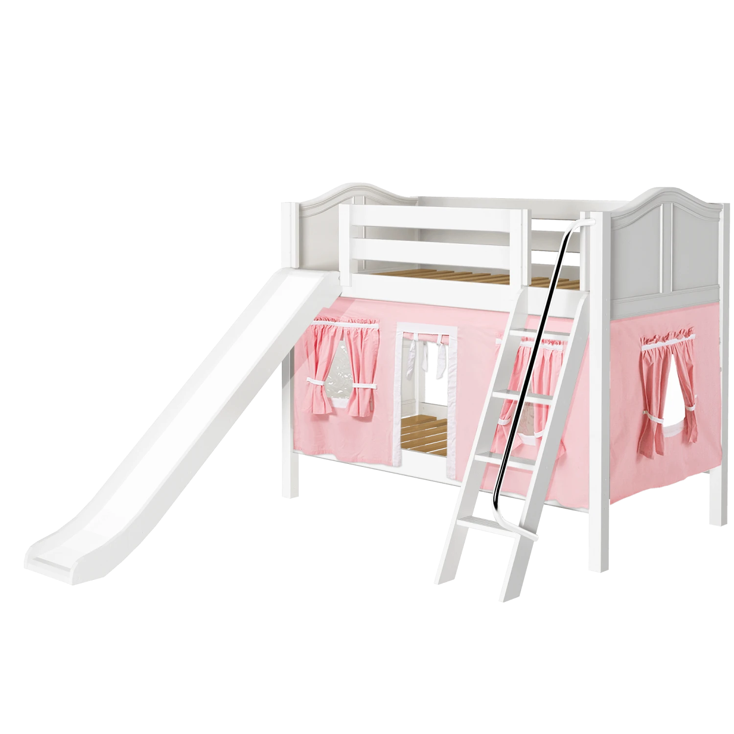 Maxtrix Twin Low Bunk Bed With Angled Ladder, Curtain + Slide 21 Maxtrix Twin Low Bunk Bed With Angled Ladder, Curtain + Slide - Image 19