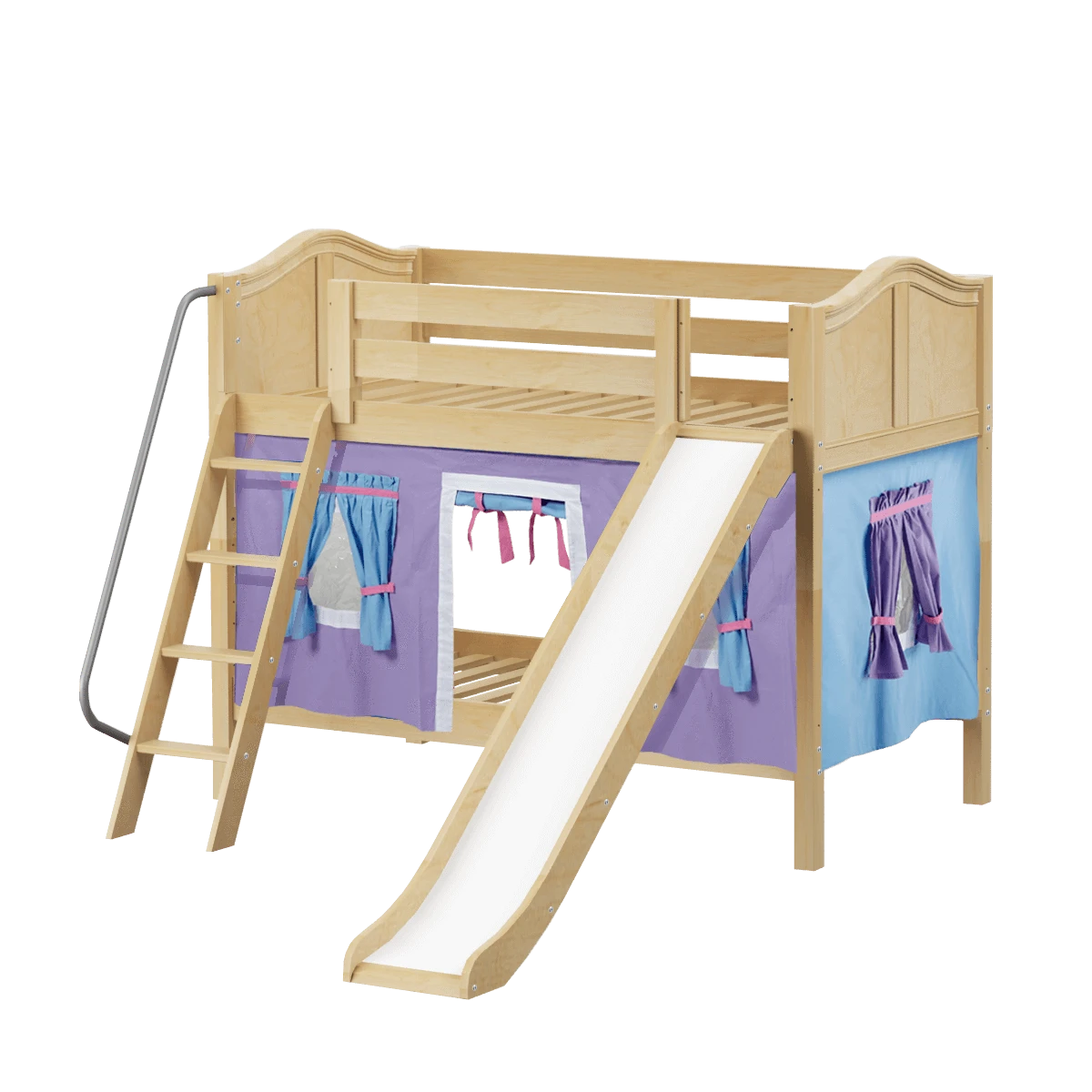 Maxtrix Twin Low Bunk Bed With Angled Ladder, Curtain + Slide 12 Maxtrix Twin Low Bunk Bed With Angled Ladder, Curtain + Slide - Image 10