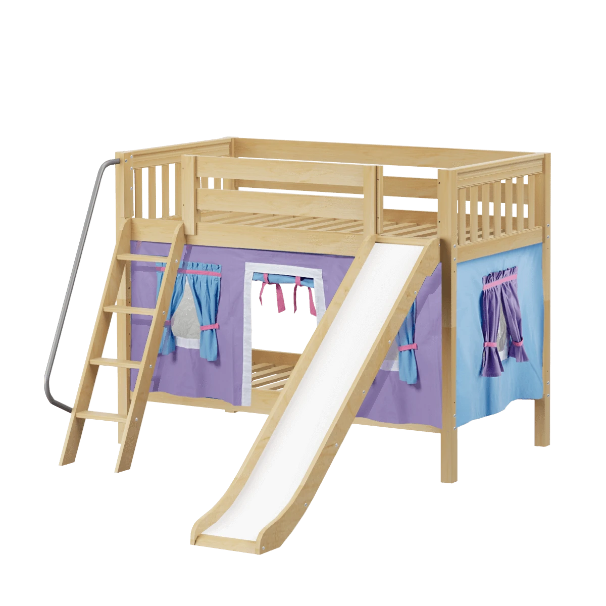 Maxtrix Twin Low Bunk Bed With Angled Ladder, Curtain + Slide 17 Maxtrix Twin Low Bunk Bed With Angled Ladder, Curtain + Slide - Image 15