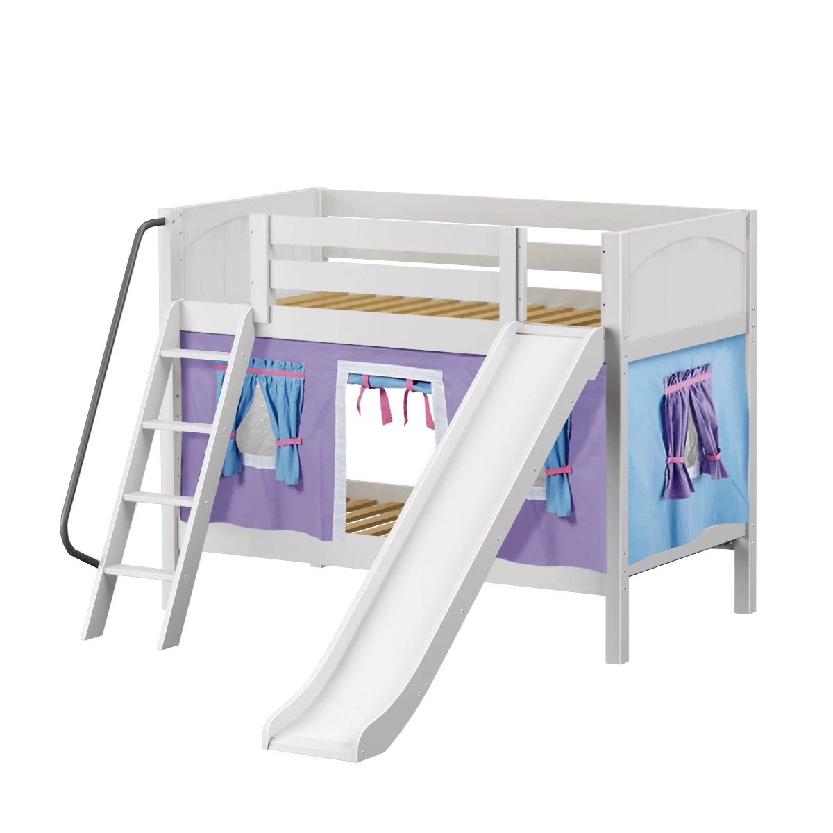 Maxtrix Twin Low Bunk Bed With Angled Ladder, Curtain + Slide 11 Maxtrix Twin Low Bunk Bed With Angled Ladder, Curtain + Slide - Image 9
