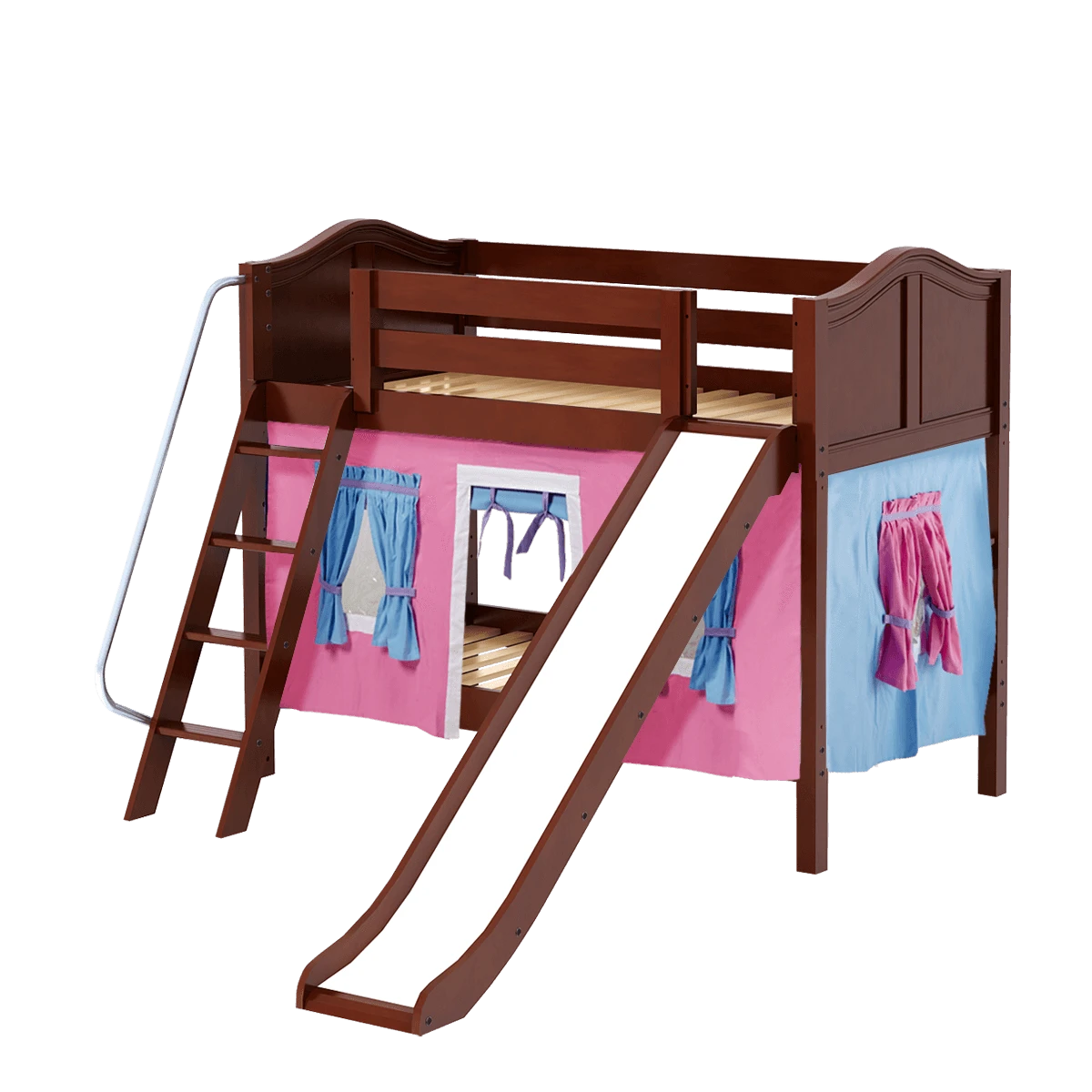 Maxtrix Twin Low Bunk Bed With Angled Ladder, Curtain + Slide 22 Maxtrix Twin Low Bunk Bed With Angled Ladder, Curtain + Slide - Image 20
