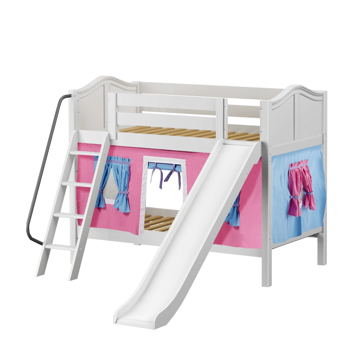 Maxtrix Twin Low Bunk Bed With Angled Ladder, Curtain + Slide 13 Maxtrix Twin Low Bunk Bed With Angled Ladder, Curtain + Slide - Image 11