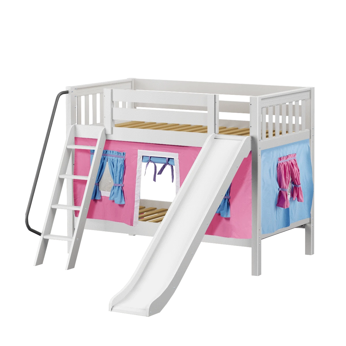 Maxtrix Twin Low Bunk Bed With Angled Ladder, Curtain + Slide 15 Maxtrix Twin Low Bunk Bed With Angled Ladder, Curtain + Slide - Image 13