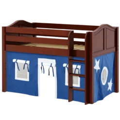 Maxtrix Twin Low Loft Bed With Straight Ladder + Curtain -Kids Furniture LOW RIDER22 CC