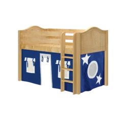 Maxtrix Twin Low Loft Bed With Straight Ladder + Curtain -Kids Furniture LOW RIDER22 NC