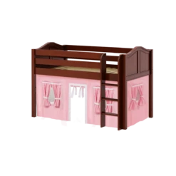 Maxtrix Twin Low Loft Bed With Straight Ladder + Curtain -Kids Furniture LOW RIDER23 CC