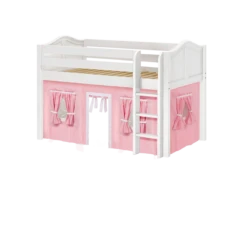 Maxtrix Twin Low Loft Bed With Straight Ladder + Curtain -Kids Furniture LOW RIDER23 WC