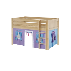 Maxtrix Twin Low Loft Bed With Straight Ladder + Curtain -Kids Furniture LOW RIDER27 NP