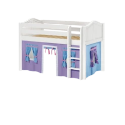 Maxtrix Twin Low Loft Bed With Straight Ladder + Curtain -Kids Furniture LOW RIDER27 WC