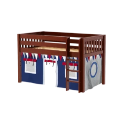 Maxtrix Twin Low Loft Bed With Straight Ladder + Curtain -Kids Furniture LOW RIDER44 CS