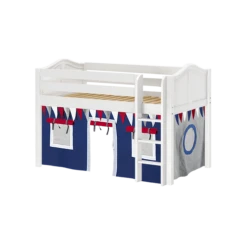 Maxtrix Twin Low Loft Bed With Straight Ladder + Curtain -Kids Furniture LOW RIDER44 WC