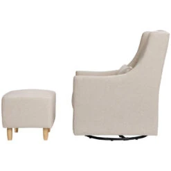 Babyletto Toco Swivel Glider + Stationary Ottoman -Kids Furniture M11287PBEW White Background 03