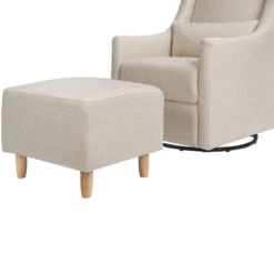 Babyletto Toco Swivel Glider + Stationary Ottoman -Kids Furniture M11287PBEW White Background 05