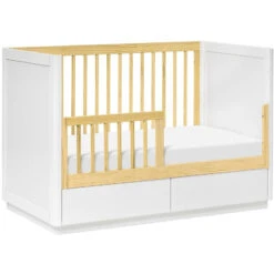 Babyletto Bento 3-in-1 Convertible Storage Crib With Toddler Bed Conversion Kit -Kids Furniture M21601WN White Background 03