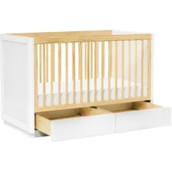 Babyletto Bento 3-in-1 Convertible Storage Crib With Toddler Bed Conversion Kit -Kids Furniture M21601WN White Background 05