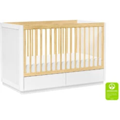 Babyletto Bento 3-in-1 Convertible Storage Crib With Toddler Bed Conversion Kit -Kids Furniture M21601WN White Background Main Greenguard 00