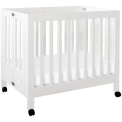 Babyletto Origami Mini Crib -Kids Furniture M6698W White Background Main 01