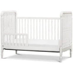 Namesake Liberty 3-in-1 Convertible Spindle Crib With Toddler Bed Conversion Kit -Kids Furniture M7101RW White Background 03