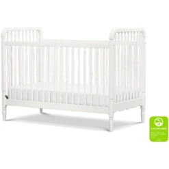 Namesake Liberty 3-in-1 Convertible Spindle Crib With Toddler Bed Conversion Kit -Kids Furniture M7101RW White Background Main Greenguard 00