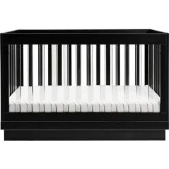 Babyletto Harlow 3-in-1 Convertible Acrylic Crib With Toddler Bed Conversion Kit -Kids Furniture M8601KB White Background 02 69e074fb 688f 4630 9c7f f2a13c3090c4