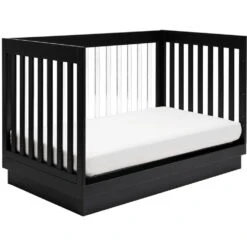 Babyletto Harlow 3-in-1 Convertible Acrylic Crib With Toddler Bed Conversion Kit -Kids Furniture M8601KB White Background 05 7c137992 65ed 47f8 846a 36b3652790ba