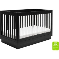 Babyletto Harlow 3-in-1 Convertible Acrylic Crib With Toddler Bed Conversion Kit -Kids Furniture M8601KB White Background Main Greenguard 00 d120ab51 93f2 4263 8695 a31b0b11dfc4