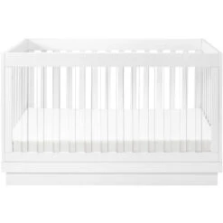 Babyletto Harlow 3-in-1 Convertible Acrylic Crib With Toddler Bed Conversion Kit -Kids Furniture M8601KW White Background 04 8b0f8a82 077c 4ac4 8a86 eff2dfaf168e