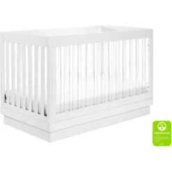 Babyletto Harlow 3-in-1 Convertible Acrylic Crib With Toddler Bed Conversion Kit -Kids Furniture M8601KW White Background Main Greenguard 00 27fd5dda 4691 49ac 9bd6 c3d7519025ba