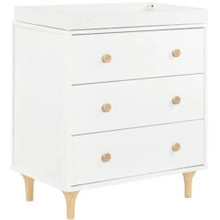 Babyletto Lolly 3-Drawer Changer Dresser With Removable Changing Tray -Kids Furniture M9023WN White Background Main 00