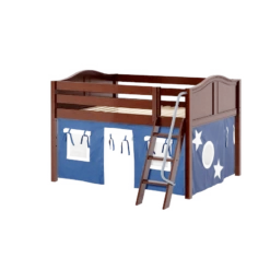 Maxtrix Full Low Loft Bed With Angled Ladder + Curtain -Kids Furniture MANSION22 CC