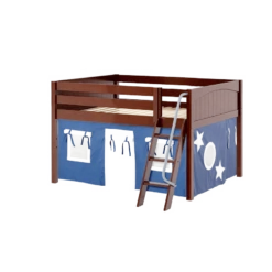 Maxtrix Full Low Loft Bed With Angled Ladder + Curtain -Kids Furniture MANSION22 CP