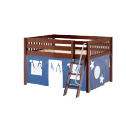 Maxtrix Full Low Loft Bed With Angled Ladder + Curtain -Kids Furniture MANSION22 CS