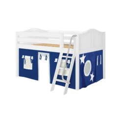 Maxtrix Full Low Loft Bed With Angled Ladder + Curtain -Kids Furniture MANSION22 WC 87a67f07 b0fd 40cc b59a 7714cf10e0a5