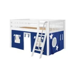 Maxtrix Full Low Loft Bed With Angled Ladder + Curtain -Kids Furniture MANSION22 WS e4c38af2 b268 4245 8b4d bcc2ead15d76