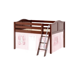 Maxtrix Full Low Loft Bed With Angled Ladder + Curtain -Kids Furniture MANSION23 CC