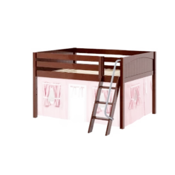 Maxtrix Full Low Loft Bed With Angled Ladder + Curtain -Kids Furniture MANSION23 CP