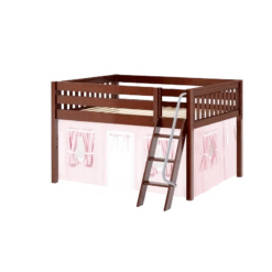 Maxtrix Full Low Loft Bed With Angled Ladder + Curtain -Kids Furniture MANSION23 CS