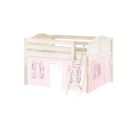 Maxtrix Full Low Loft Bed With Angled Ladder + Curtain -Kids Furniture MANSION23 NC