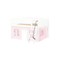 Maxtrix Full Low Loft Bed With Angled Ladder + Curtain -Kids Furniture MANSION23 WP