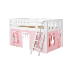 Maxtrix Full Low Loft Bed With Angled Ladder + Curtain -Kids Furniture MANSION23 WS 5098b934 0bc6 4003 92ca c5d387207f2c