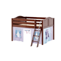 Maxtrix Full Low Loft Bed With Angled Ladder + Curtain -Kids Furniture MANSION27 CC