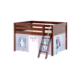Maxtrix Full Low Loft Bed With Angled Ladder + Curtain -Kids Furniture MANSION27 CP