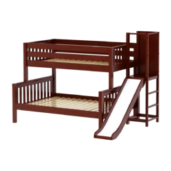 Maxtrix Low Twin Over Full Bunk Bed With Slide Platform -Kids Furniture MERGE CS