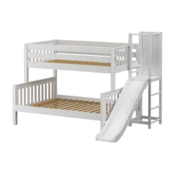 Maxtrix Low Twin Over Full Bunk Bed With Slide Platform -Kids Furniture MERGE WS